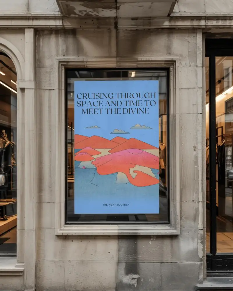 Blank Poster Mockup On Stone Wall Outdoor Advertisement In City Retail Environment