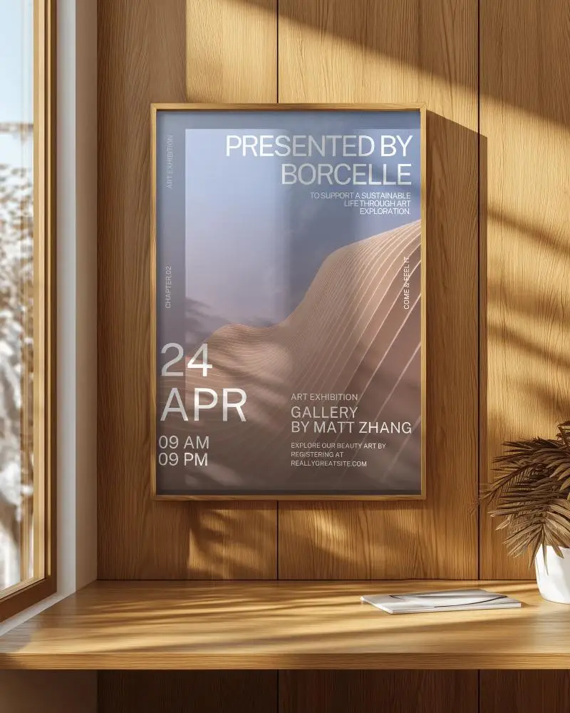 Modern Cozy Home Office Space With Wall Poster Mockup And Natural Light