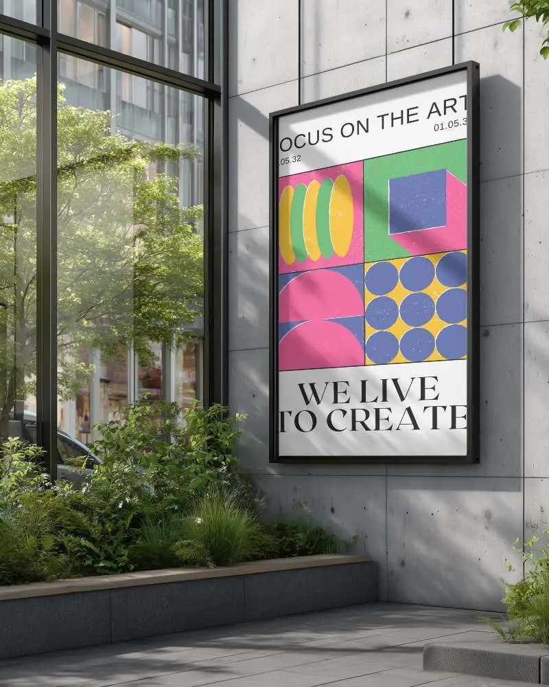 Modern Urban Poster Mockup With Natural Light And Vertical Blank Display For Design Showcase