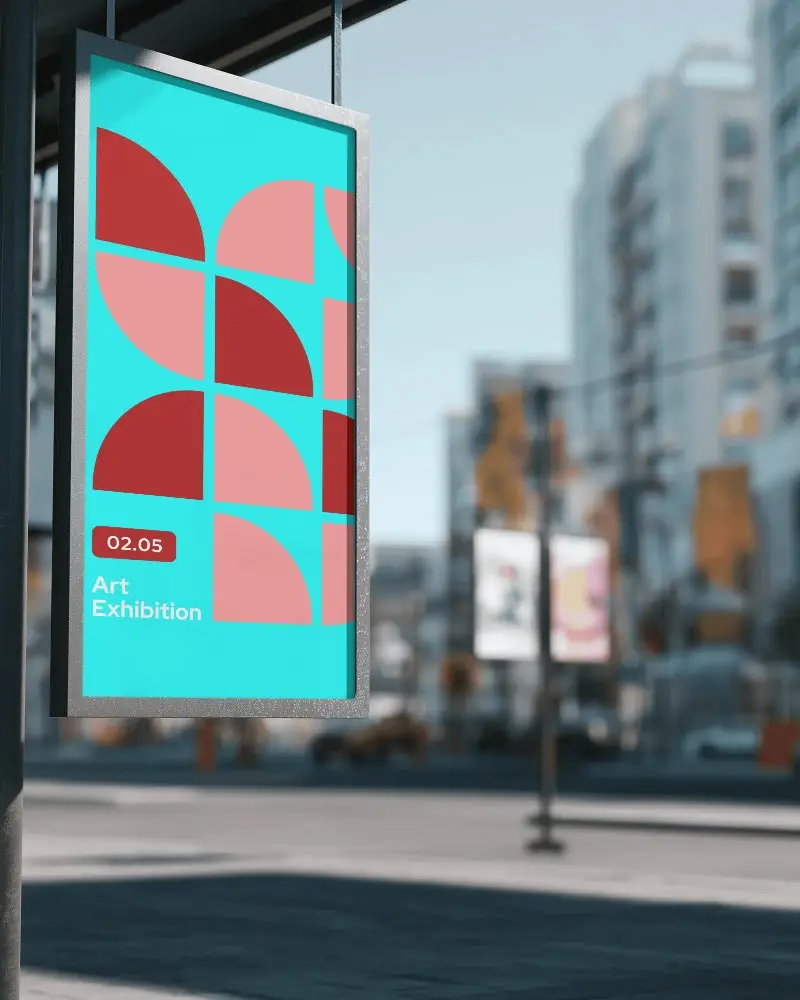 Outdoor Poster Mockup Urban Environment Street Display Advertising Framework Vertical