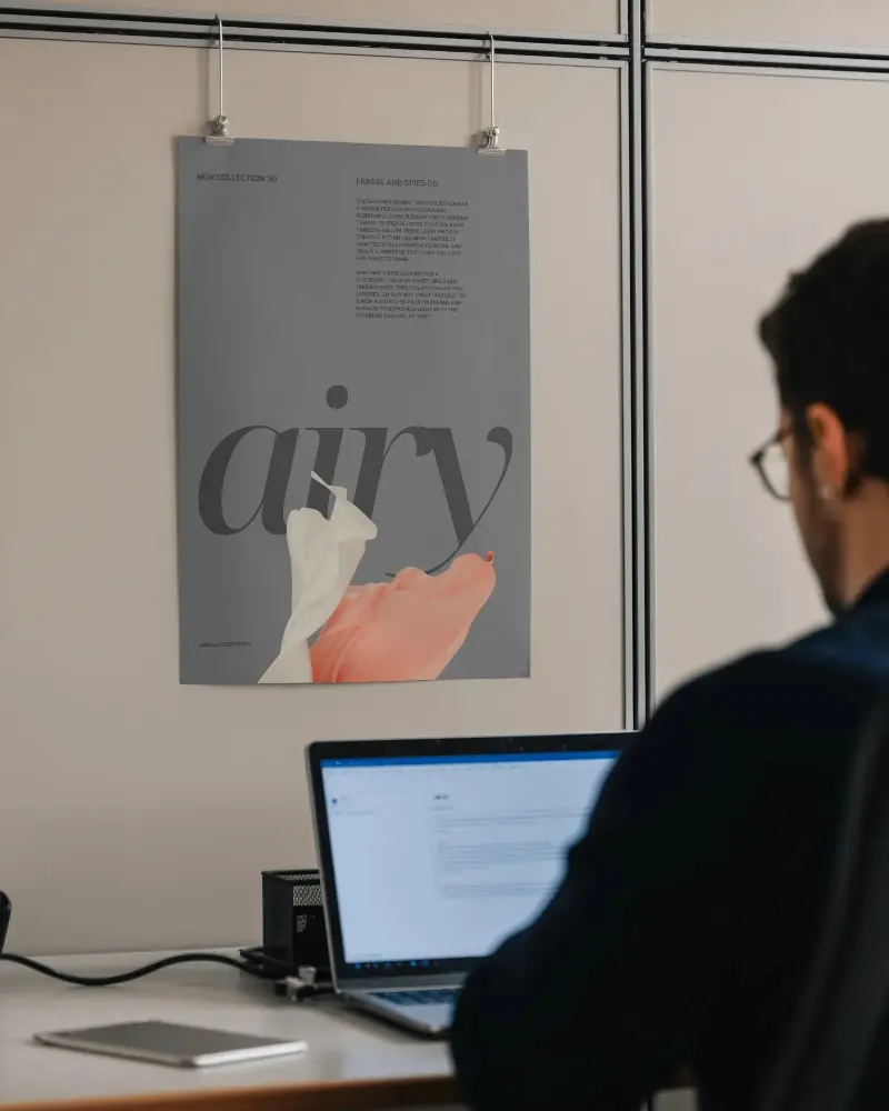 Minimalistic Office Wall Hanging Poster Mockup For Clean And Modern Design Showcase