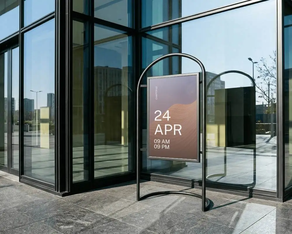 Freestanding Urban Poster Display Mockup For Retail And Commercial Advertising Solutions