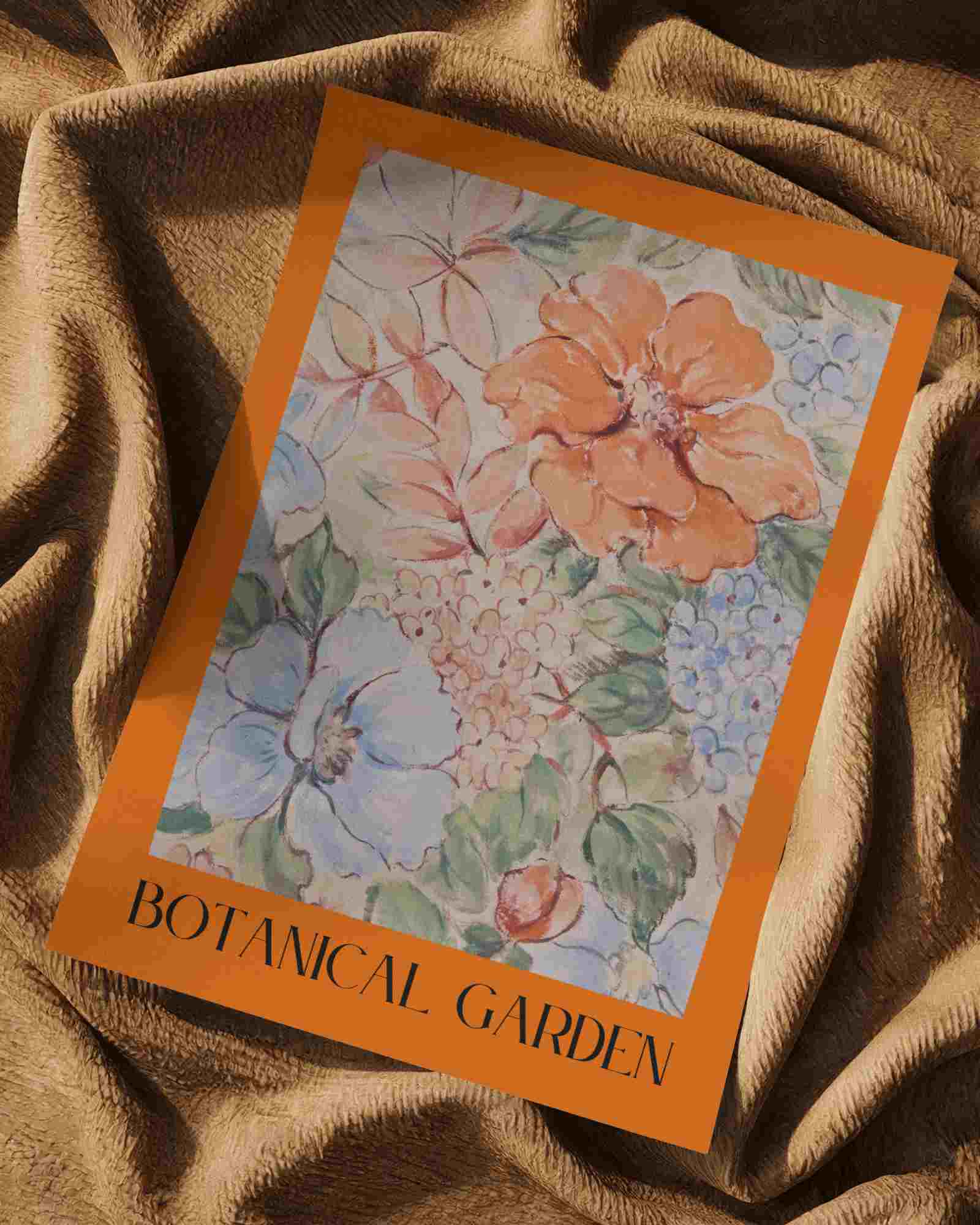 Cozy Fabric Poster Mockup Design Sheet On Soft Textured Blanket Warm Neutral Tones Relaxed And Inviting Aesthetic