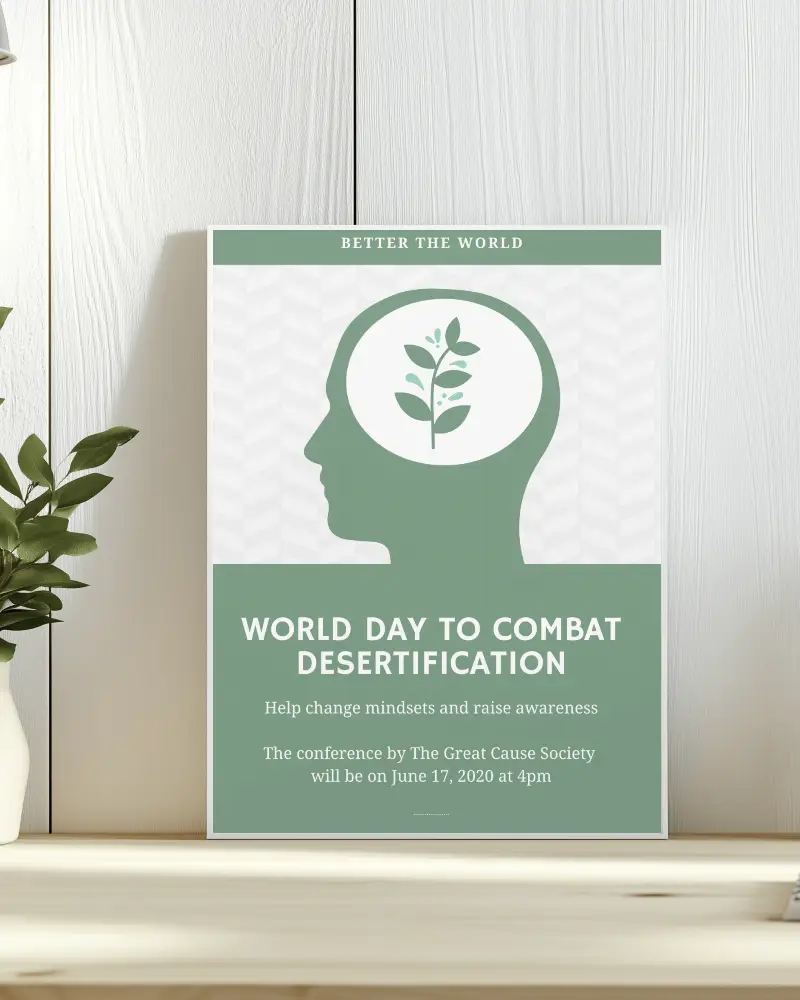Awareness Poster Mockup World Day To Combat Desertification Environmental Campaign Design Template Ngo Conference Promotion