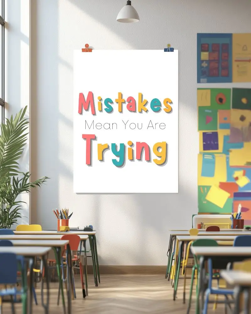 Large Educational Poster Mockup Wall Mounted Inspirational Display For Kids Learning Space Classroom Decor Template