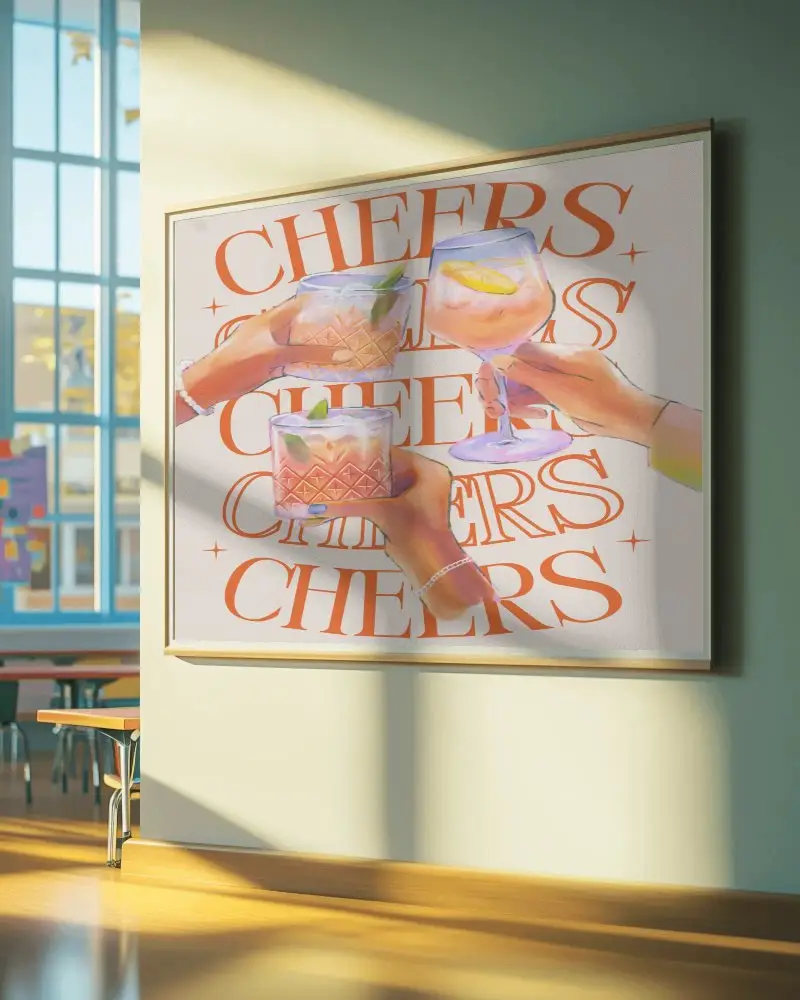 Cozy Interior Wall Poster Mockup Large Frame In Relaxed Environment Subtle Lighting And Casual Seating Educational Decor