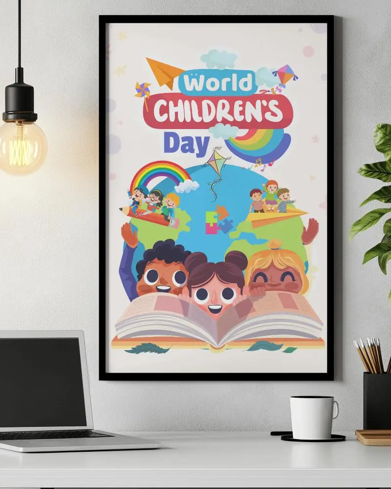 Vertical Office Poster Mockup In Creative Workspace With Modern Professional Feel