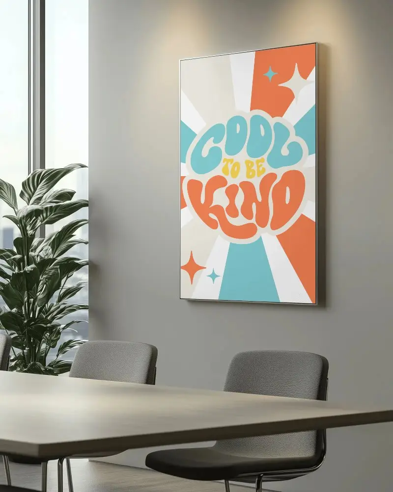 Modern Office Poster Mockup Hanging On Neutral Gray Wall With Natural Lighting And Greenery Clean And Professional Ambiance Your Design Zone