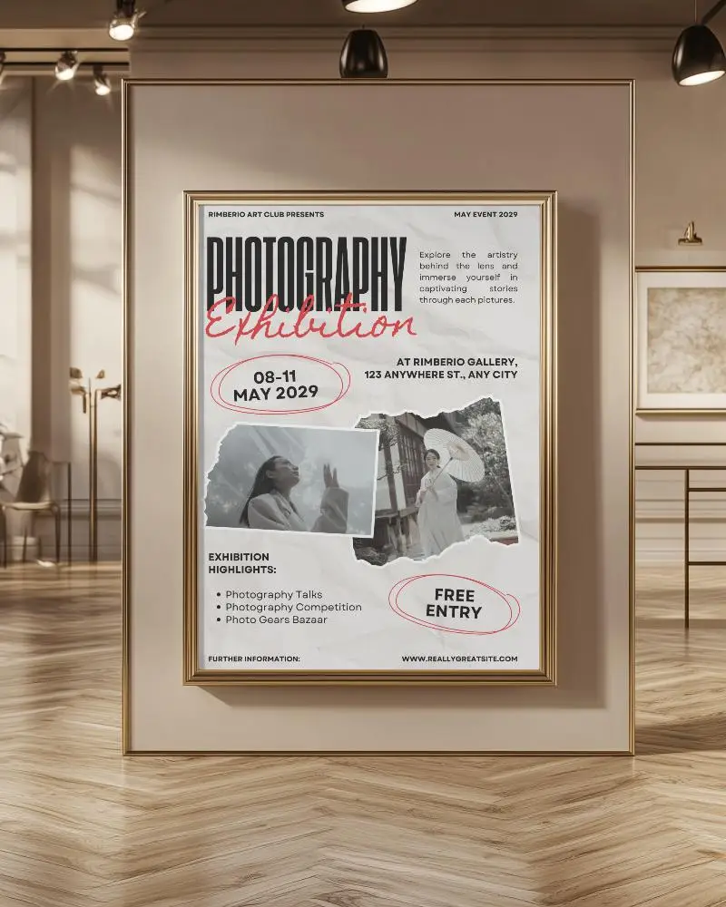 Minimalist Retail Space Poster Mockup Bright Natural Lighting And Wooden Floor Modern And Clean Ambiance Warm And Inviting Atmosphere