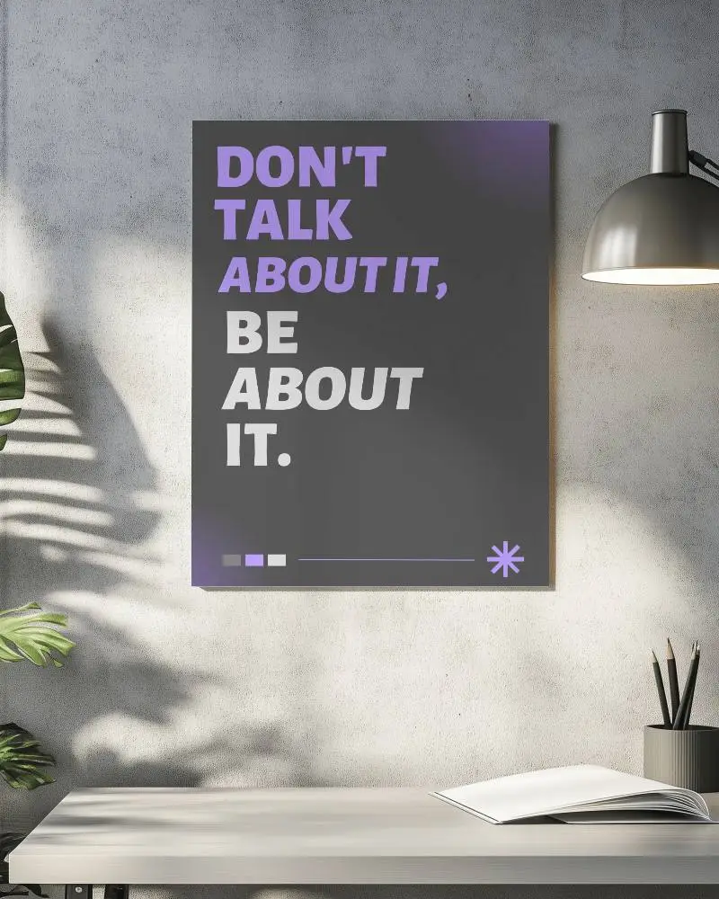 Modern Home Office Poster Mockup Clean Concrete Wall And Metal Lamp With Plant And Stationery Minimalist And Functional Setting