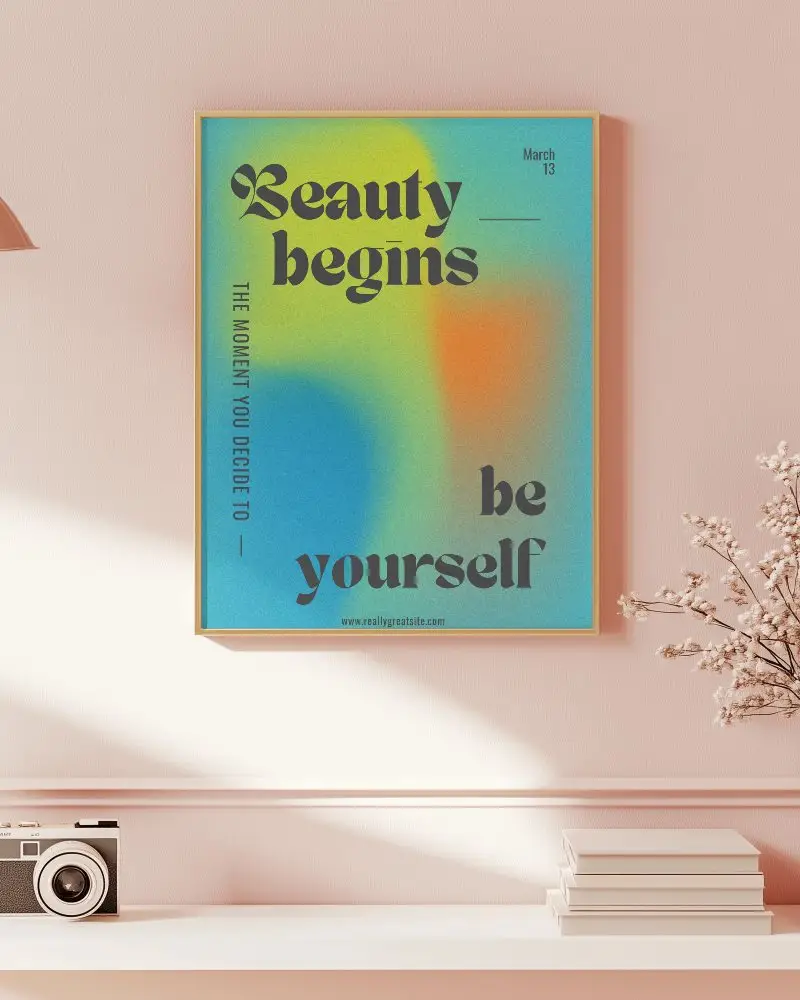 Pastel Living Room Poster Mockup Soft Pink Wall And Natural Lighting With Vintage Camera And Books Cozy And Aesthetic Setting