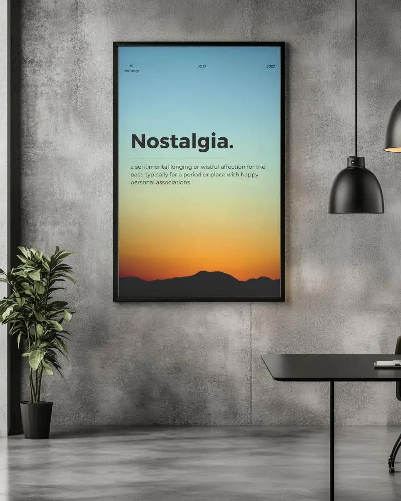 Industrial Home Office Poster Mockup Dark Concrete Wall And Modern Lamp With Plant And Desk Clean And Functional Setting