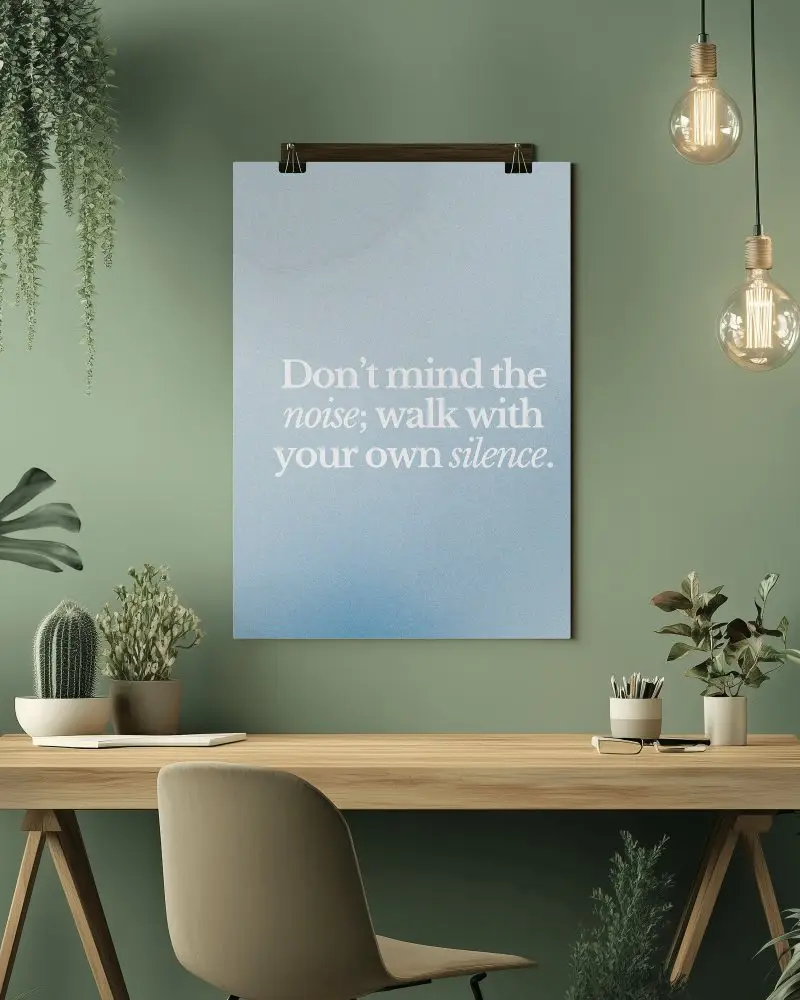 Industrial Home Office Poster Mockup Dark Concrete Wall And Modern Lamp With Plant And Desk Clean And Functional Setting