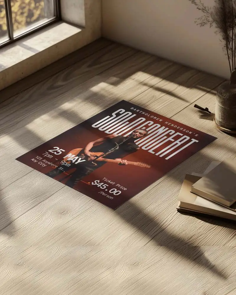 Cozy Corner Poster Mockup Soft Natural Lighting And Wooden Floor With Books And Dried Plant Decor Minimalist And Relaxing Atmosphere