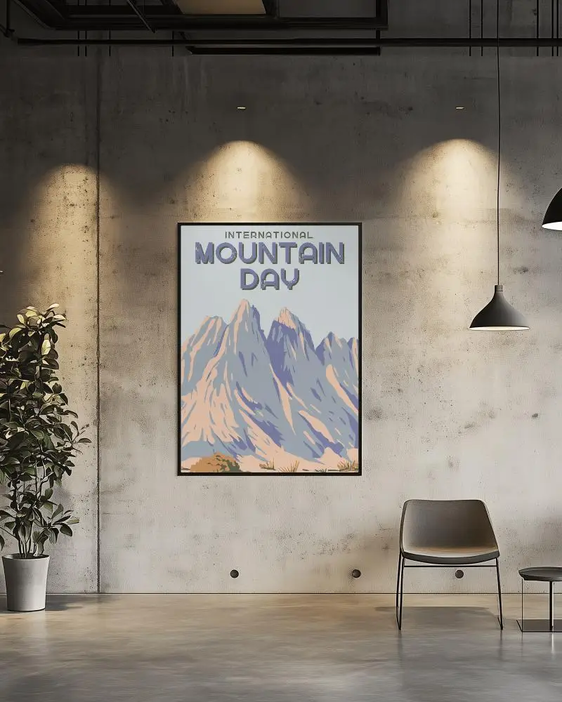 Industrial Loft Office Poster Mockup Concrete Wall And Track Lighting With Modern Chair And Plant Clean And Rustic Atmosphere