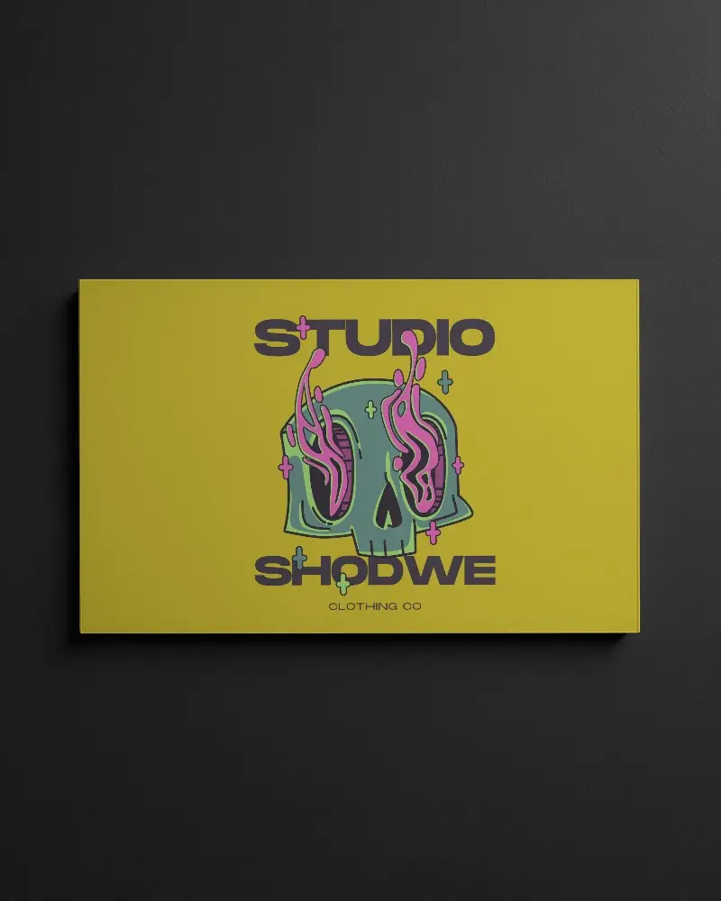 Flat Lay Poster Mockup Against Dark Background Ideal For Your Design