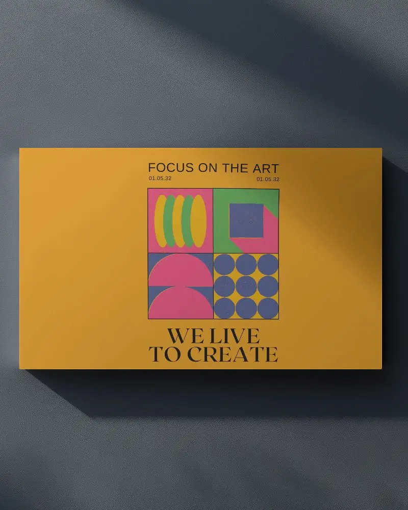 Flat Lay Poster Mockup With Soft Shadow On Dark Textured Wall