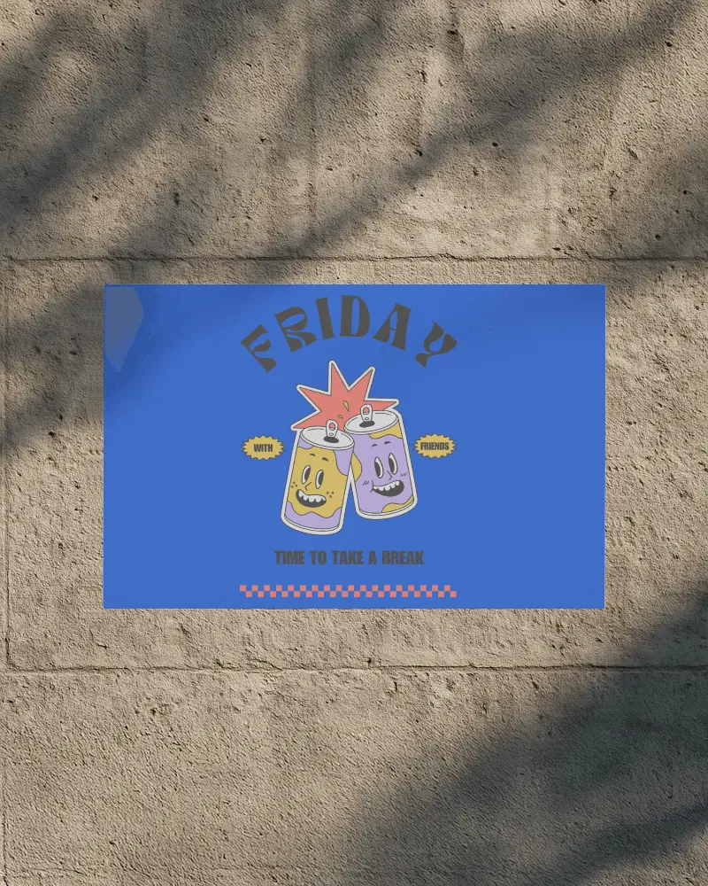 Outdoor Wall Mounted Paper Poster Mockup Horizontal Layout Natural Wall Background