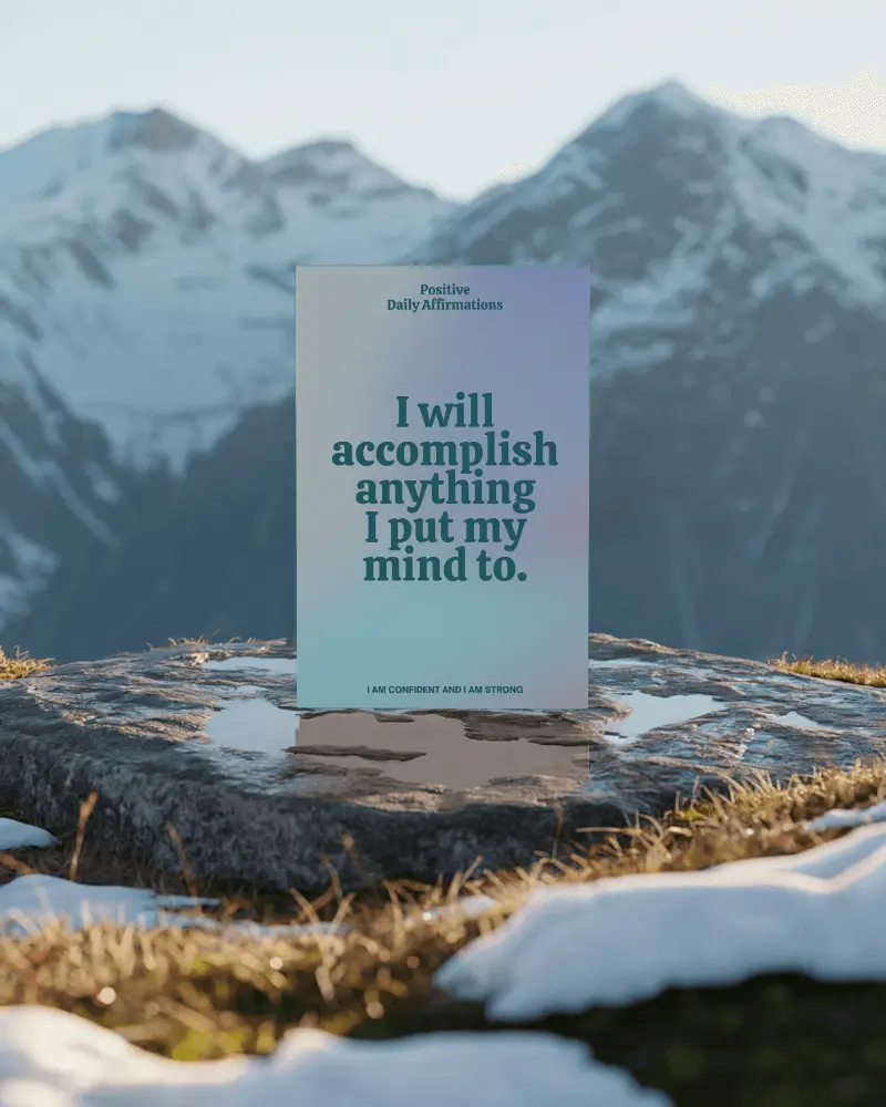 Vertical Mountain Top Poster Mockup On Snow Dusted Rock Scenic Winter Alpine Background With Soft Sunligh