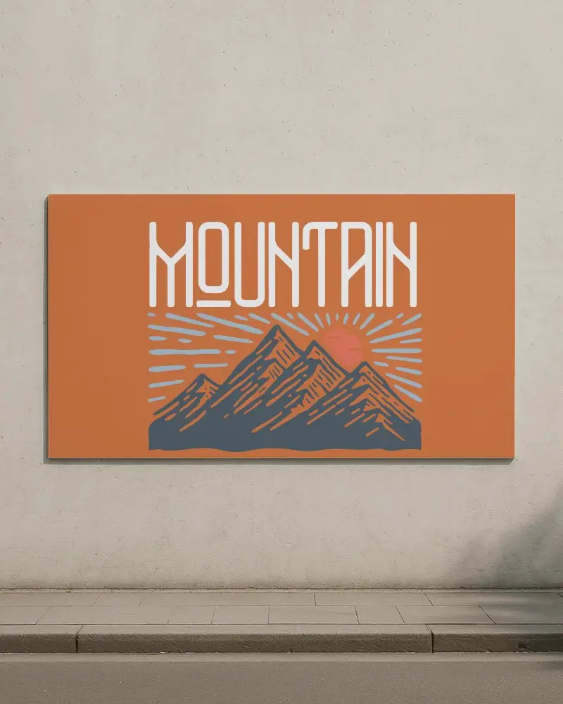 Large Horizontal Rectangular Poster Mockup Against A Smooth Beige Exterior Wall