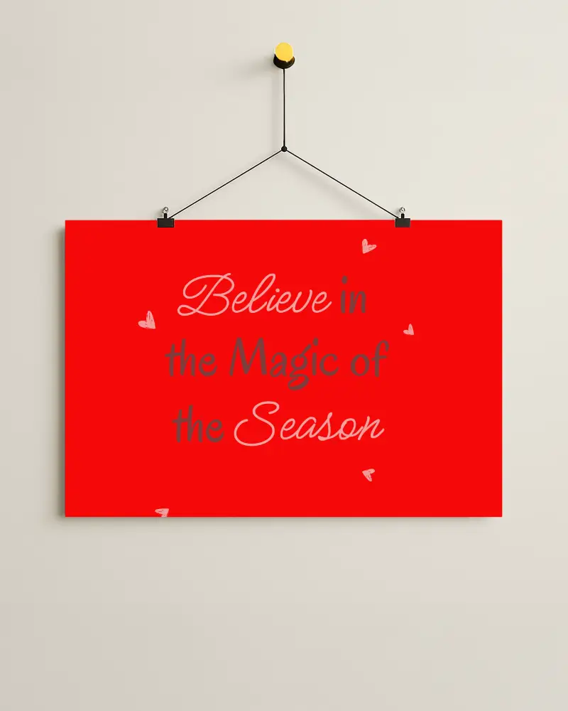 Poster Mockup Hanging On Light Wall With Black Wire And Yellow Peg Clean Celebratory Display For Seasonal Vibes