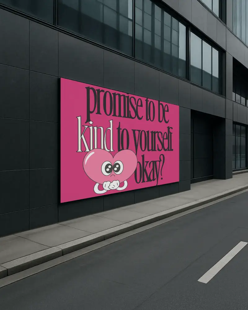 Vertical Roadside Building Poster Mockup On Modern Dark Facade Clean Urban Environment Empty Sidewalk Realistic