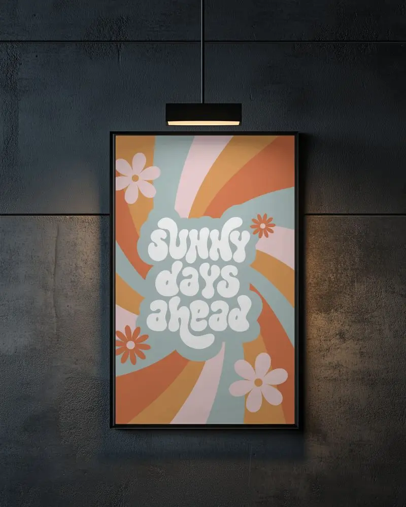 Framed Vertical Poster Mockup On Dark Modern Wall Under Spotlight Soft Shadow Contrast Stylish Interior Display Template For Bold Graphic Or Inspirational Art