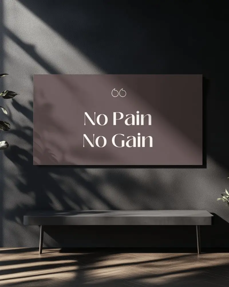 Horizontal Poster Mockup On Dark Textured Wall With Soft Directional Lighting Shadow Play And Modern Bench Interior Minimalist Motivational Display Scene