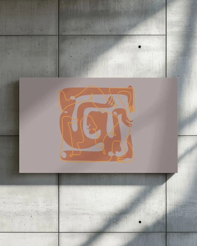 Horizontal Poster Mockup Mounted On Modern Concrete Wall With Soft Directional Lighting Architectural Shadow Details Minimal Industrial Interior Presentation Template