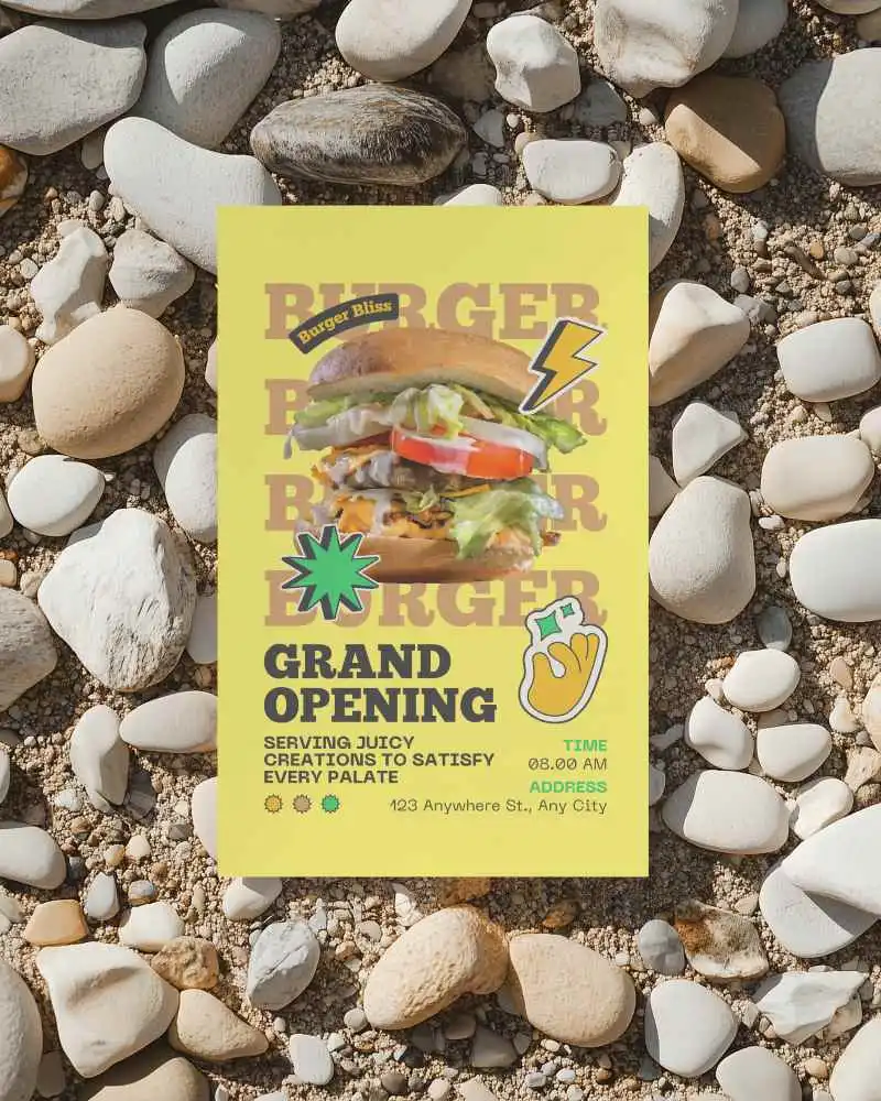 Paper Poster Mockup Placed On Natural Rocky Surface With Sunlight And Shadow Play Outdoor Organic Setting For Promotional Or Event Advertisement Display