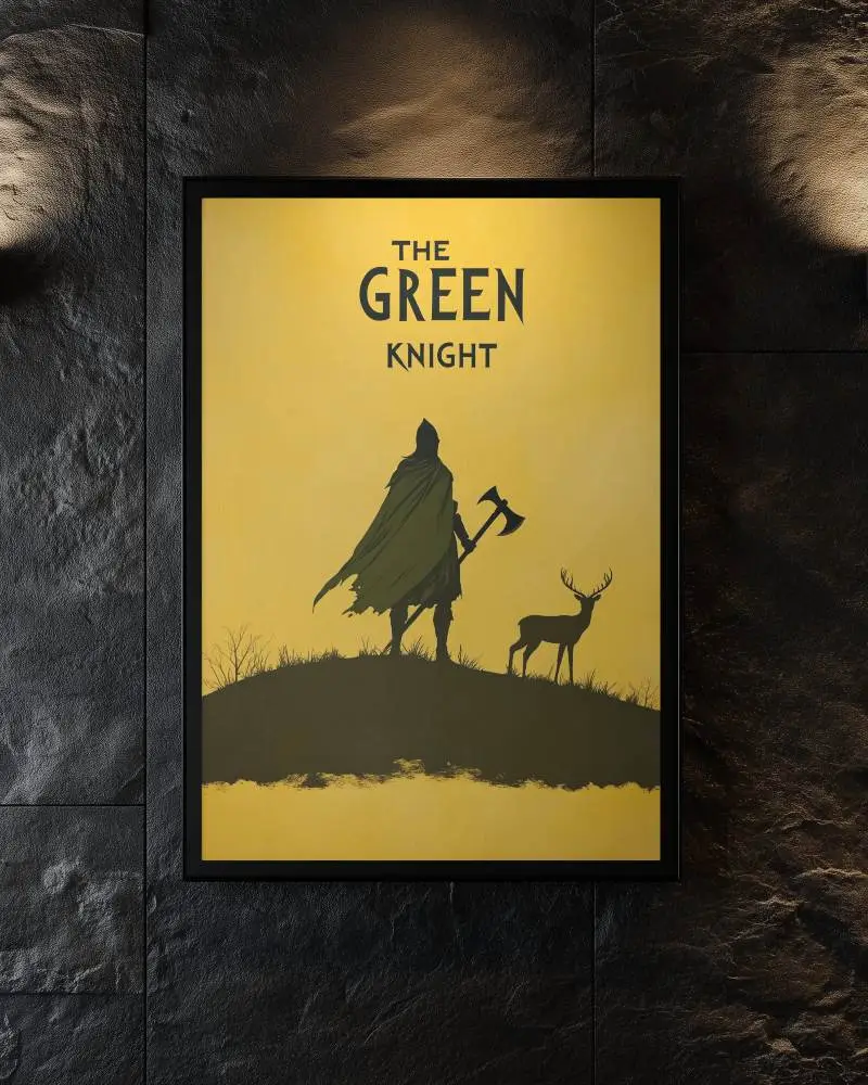 Framed Vertical Poster Mockup On Black Stone Wall With Focused Spotlight Dramatic Lighting Modern Interior Design Moody Atmosphere For Cinematic Display Scenes