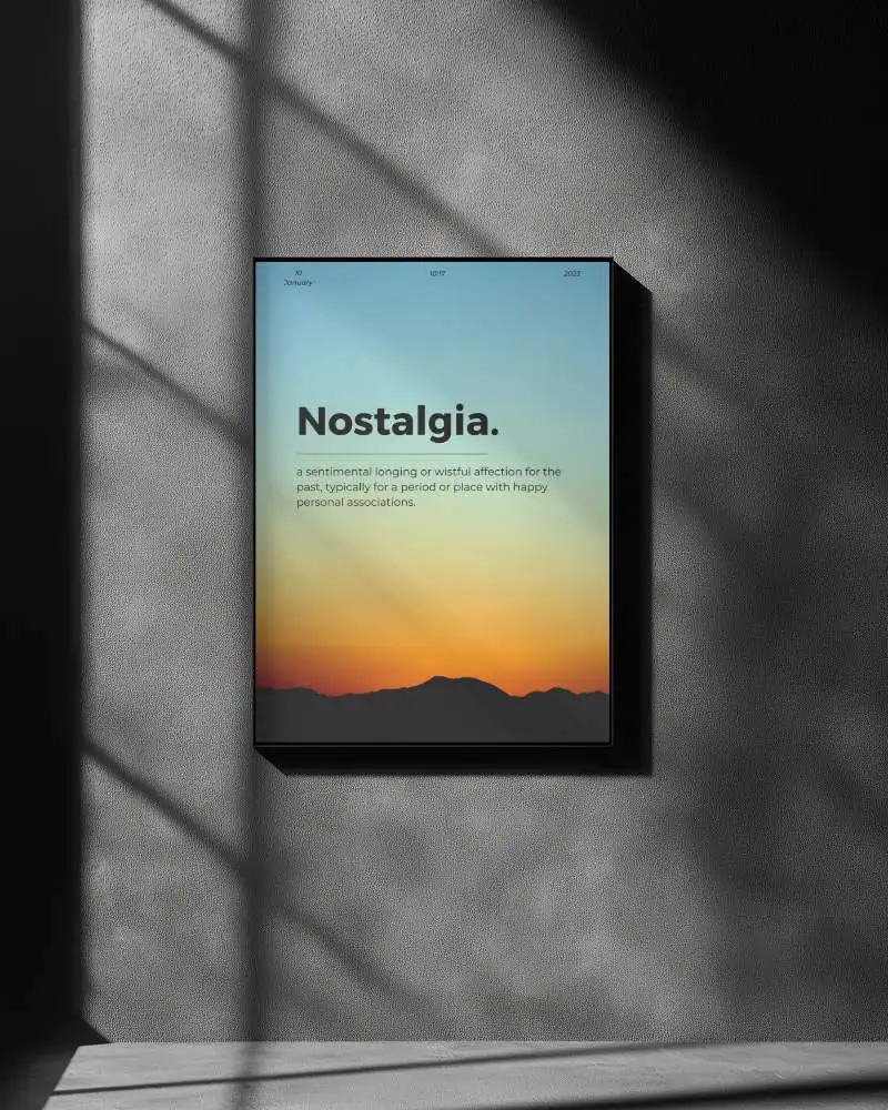 Vertical Poster Mockup On Dark Textured Wall With Soft Window Shadows And Sunset Lighting Minimal Modern Interior Atmosphere