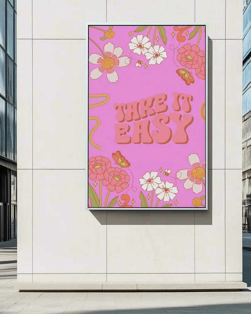 Contemporary Urban Building Wall Mounted Vertical Poster Mockup Clean Sidewalk City Environment Display Frame