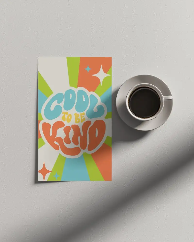 Clean Minimal Paper Mockup Top View Cup Of Coffee On White Desk Soft Shadow Light Scene Realistic Branding Presentation