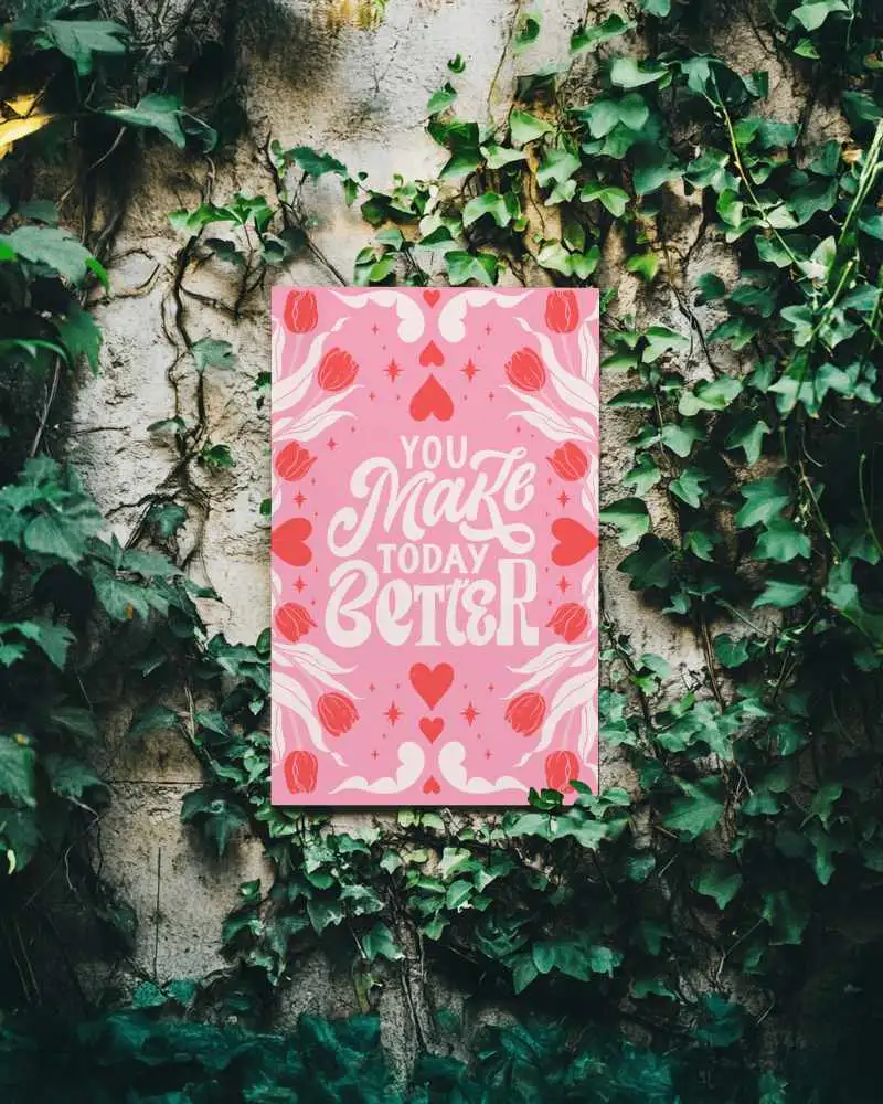 Outdoor Textured Stone Wall Poster Mockup Surrounded By Climbing Green Vines Urban Nature Blend Display Scene