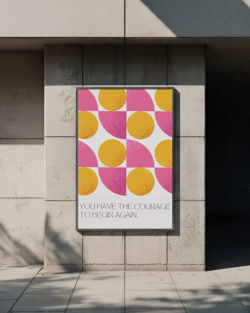 Concrete Wall Poster Mockup Outdoor Sunlight Casting Diagonal Shadows On Minimal Urban Surface