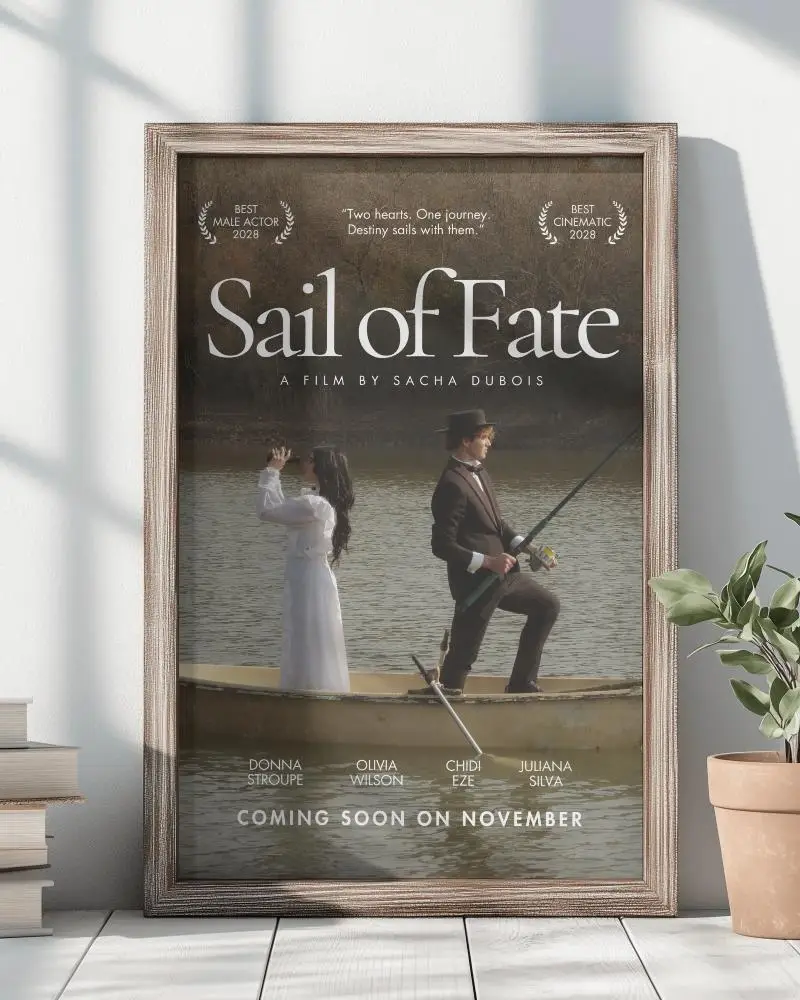 Sunlit Floor Poster Mockup Wooden Frame Shadow Cast Books And Plant Natural Scene