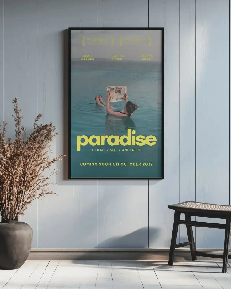 Vertical Poster Mockup Light Wood Wall Modern Interior With Bench And Black Vase