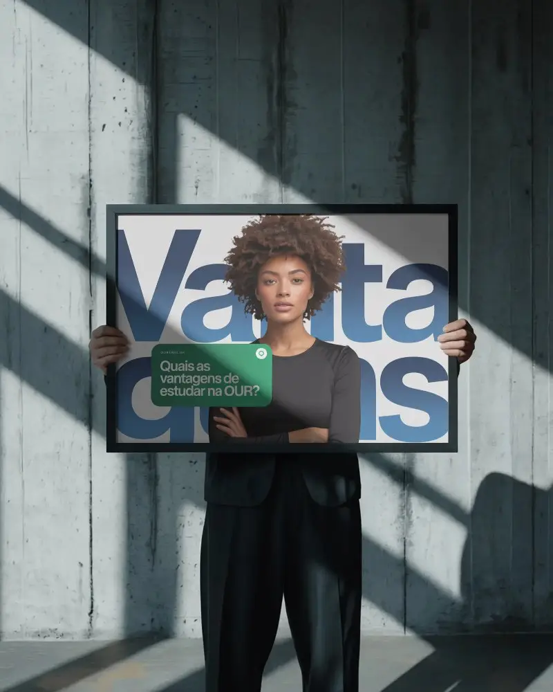 Person Holding Horizontal Poster Mockup In Suit Against Concrete Wall Sunbeam Light