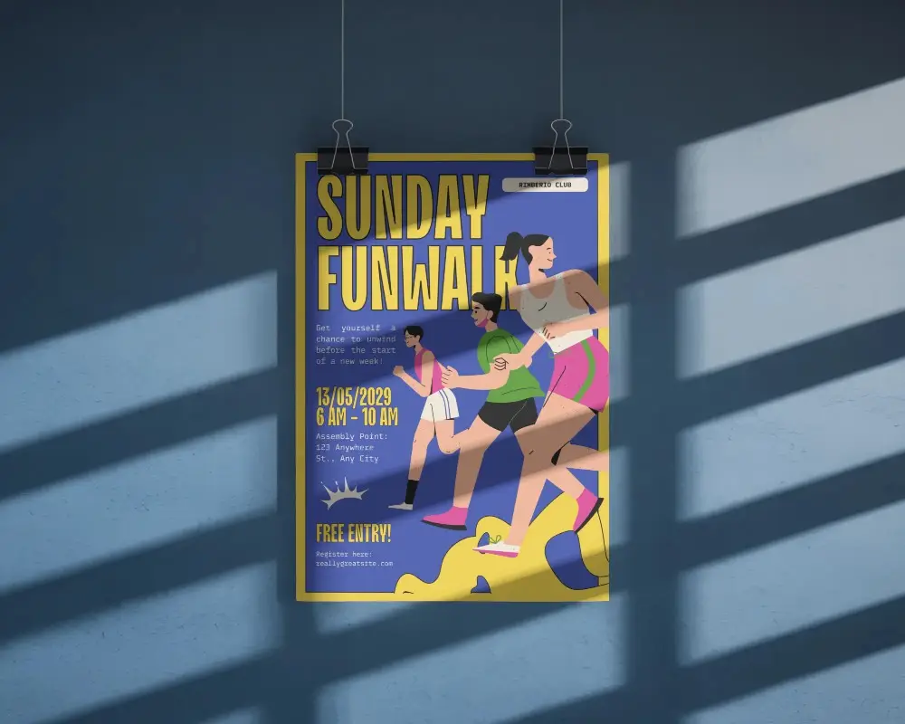 Modern Poster Mockup Display With Hanging Clips Shadow Pattern Background