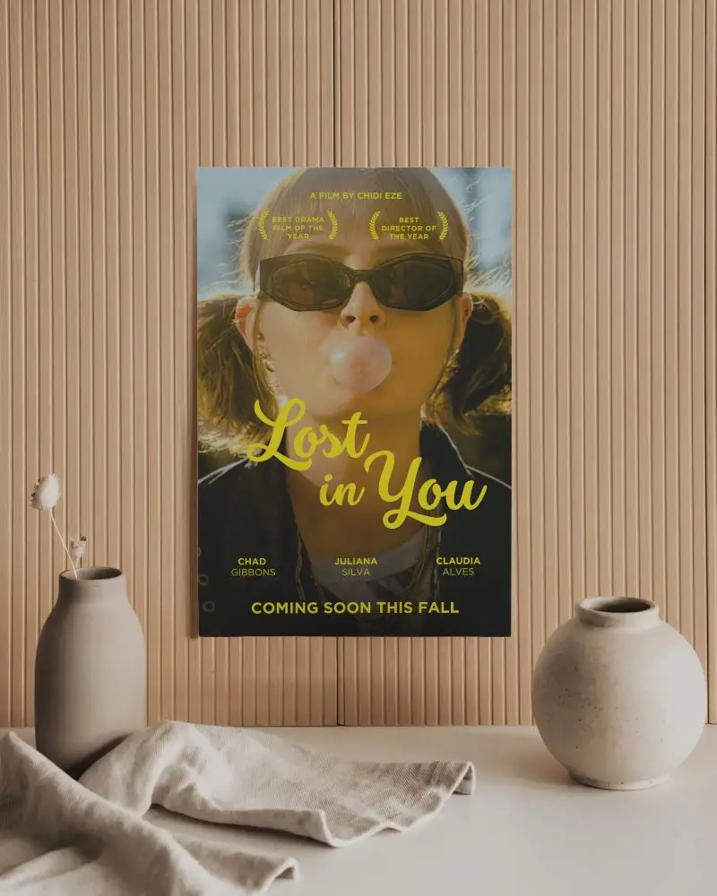 Minimalistic Blank Poster Mockup With Modern Ceramic Vases And Textured Fabric Display