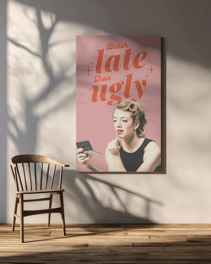 Vertical Poster Mockup Displayed In Modern Interior With Textured Wall Background