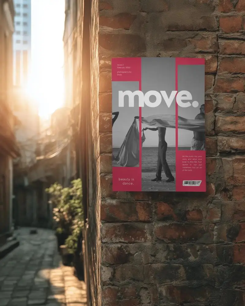 Realistic Outdoor Poster Mockup On Textured Brick Wall In Old City Alleyway