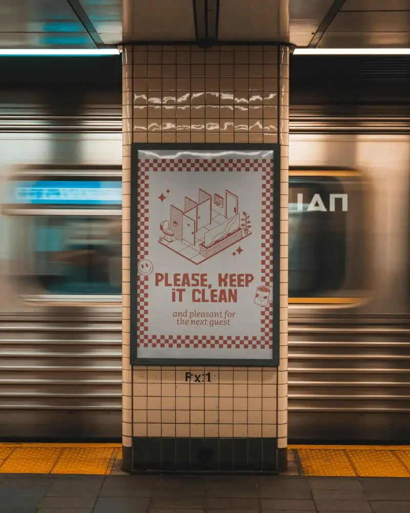 Urban Subway Poster Mockup For Advertisement Display In Transit Station Design Promotion