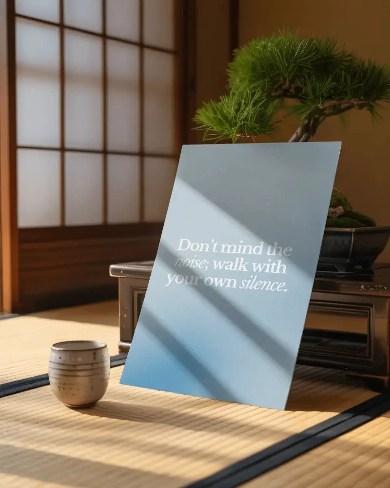 Elegant Indoor Poster Mockup On Tatami Mat With Green Plant And Traditional Elements