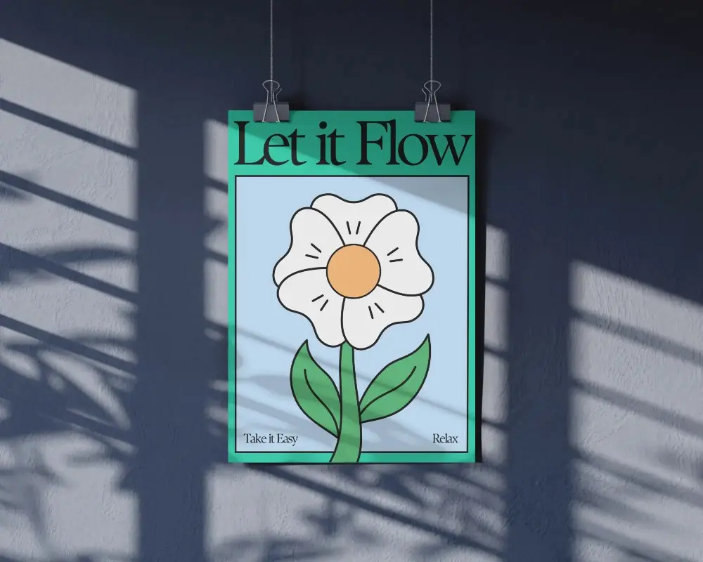 Poster Hanging With Metal Clips On Dark Textured Wall Shadow Play Background