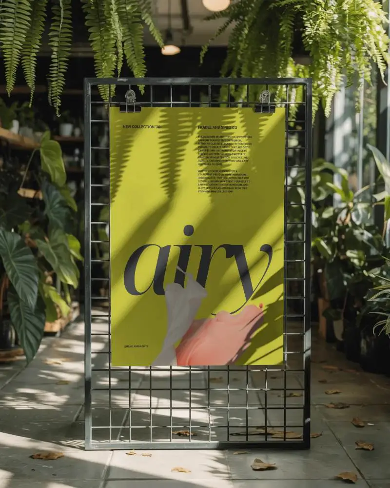 Vertical Poster Mockup Outdoor Plant Shop Nature Inspired Shadow Patterns Light