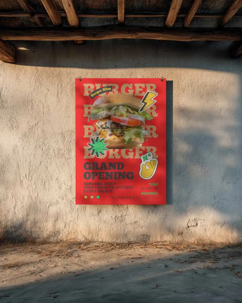 Outdoor Rustic Wall Poster Mockup With Natural Light Shadow Effects For Design Display