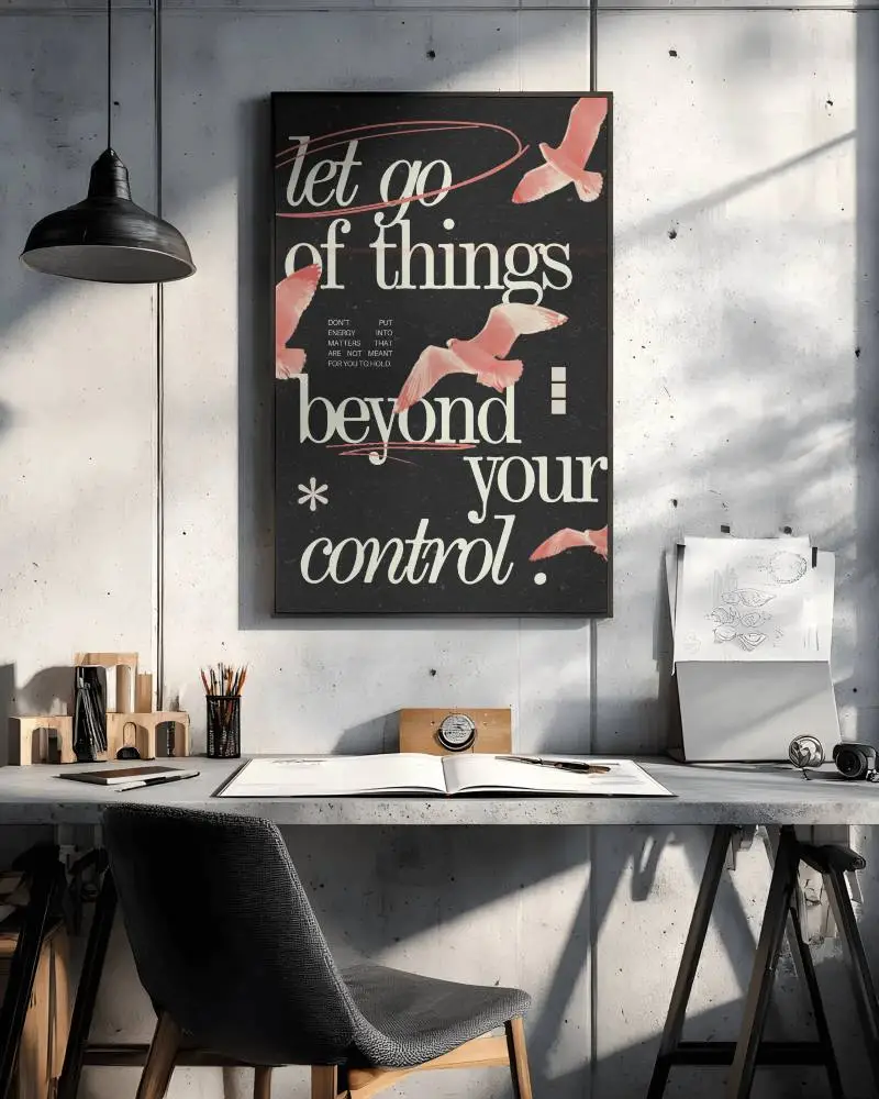 Modern Minimalist Poster Mockup At Creative Desk Showcasing Art Presentation And Workspace