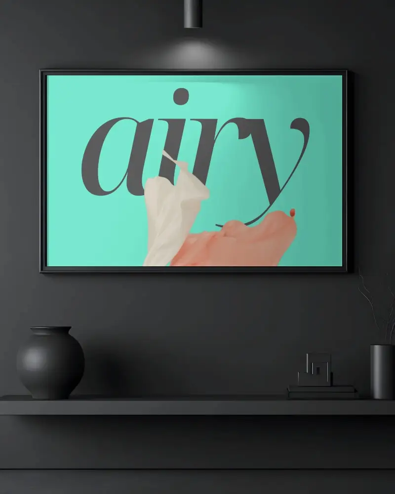 Horizontal Poster Mockup With Ambient Lighting And Decorative Elements